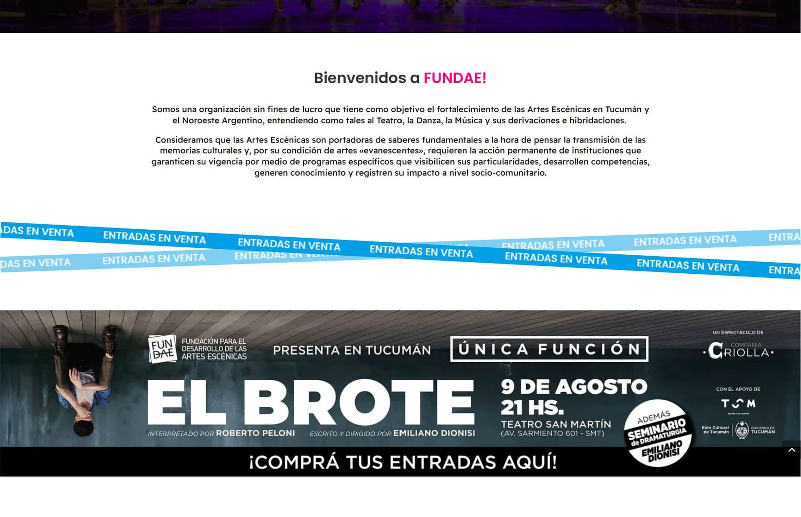 Seccion venta entradas